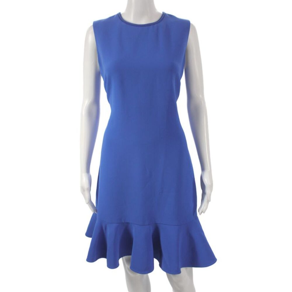 Victoria Victoria Beckham Womens Shift Dress Blue Sleeveless Knee Length Size 8